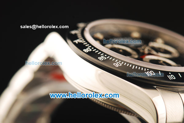 Rolex Daytona Chronograph Swiss Valjoux 7750 Automatic Movement Steel Case with Black Dial and Black Bezel-Diamond Markers - Click Image to Close
